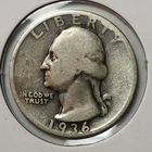 1936 S Washington Quarter, 90% Silver US 25 Cent Coin Perfect 4 Albums, Q-S36E