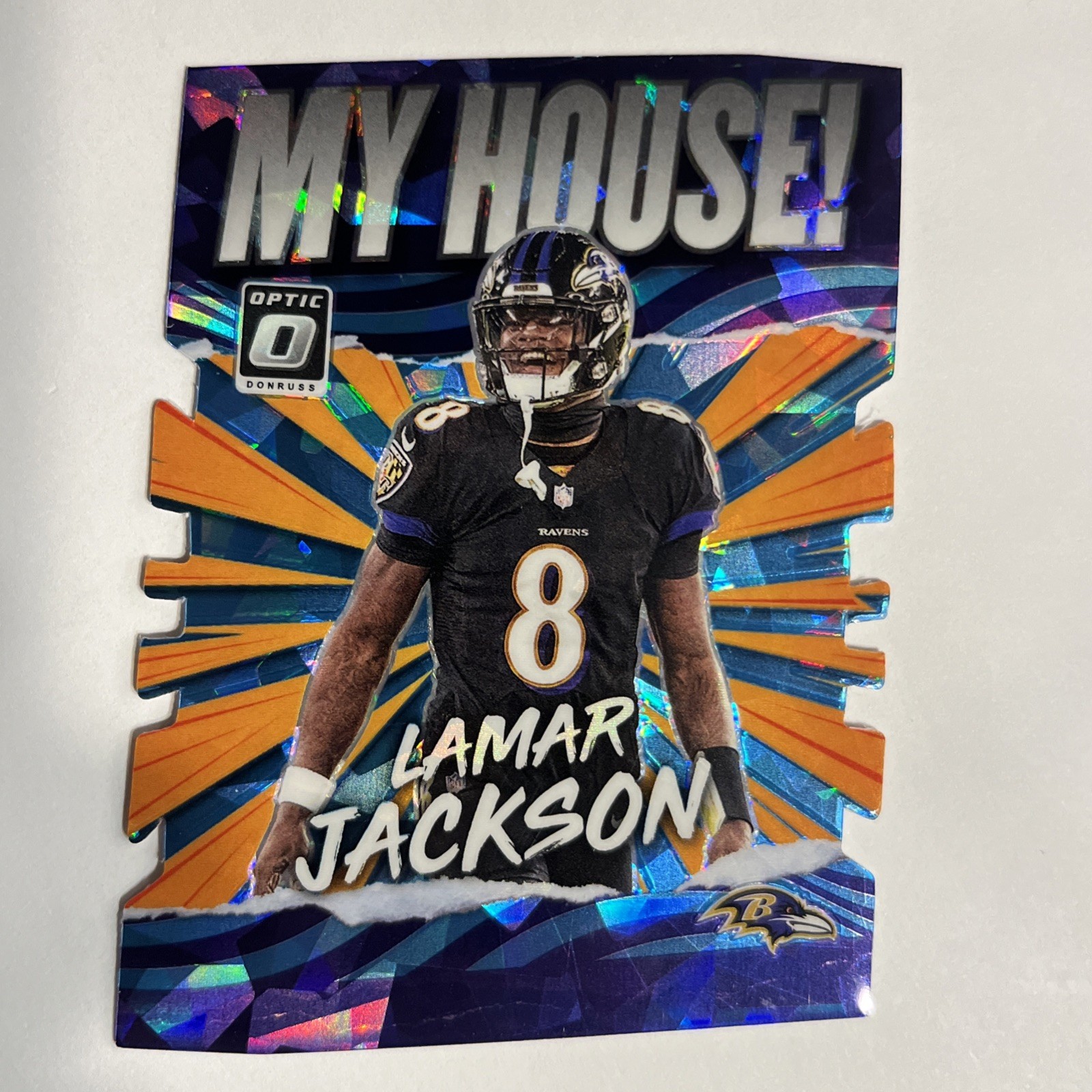 2021 Optic My House Lamar Jackson Blue Cracked Ice /15 Ravens