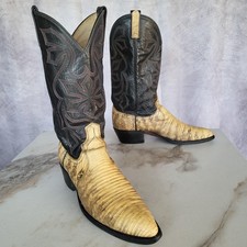 Dan Post Boots Mens Size 9.5 D Black Tan Liza...