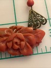 1930s Czech Filigree 7” Art Noveau Orange  Carved Celluloid  Necklace Art Deco — photo 7