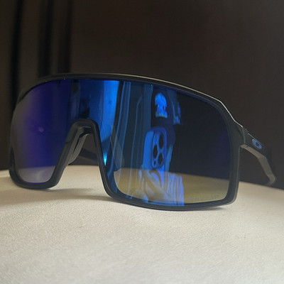 Oakley Sunglasses Black Plastic Frame Blue Mirrored Lens