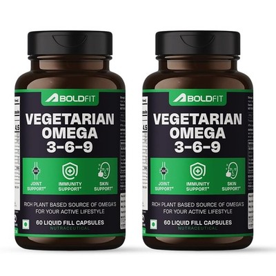 Omega 3 6 & 9 vegetarian Capsule for Skin, Joint, Hair & Immunity (Pack of 2)