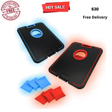 MinnARK LED Cornhole Board Set Light Up Bean Bag Toss Game 6 Bags Portable Toy