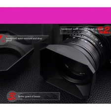 62mm Square Lens Hood with Lens Cap Black Thread Installation Aluminum Alloy