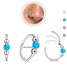 Thiswhyimbeauty 2PCS 18g Opal Nose Rings for 20G-8 10mm, B-Silver Blue opal