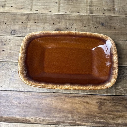 Vintage Hull Pottery Brown Drip  Glaze Serving Dish/ Tray Ovenproof 11x 6 3/4”