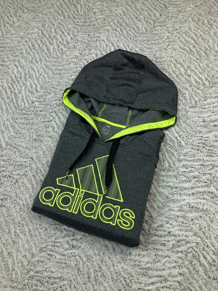 Sweat à capuche adidas gris anthracite et vert fluo 2XL Homme #602 - Photo 1/4