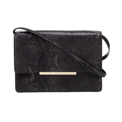 Ted Baker Roshr Black Reptile Snakeskin Texture Leather Crossbody Shoulder Bag