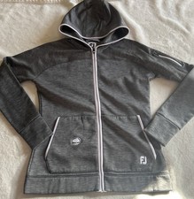 FootJoy Women's S Full-Zip Golf Jacket Gray Embroidered Pullover Lightweight EUC