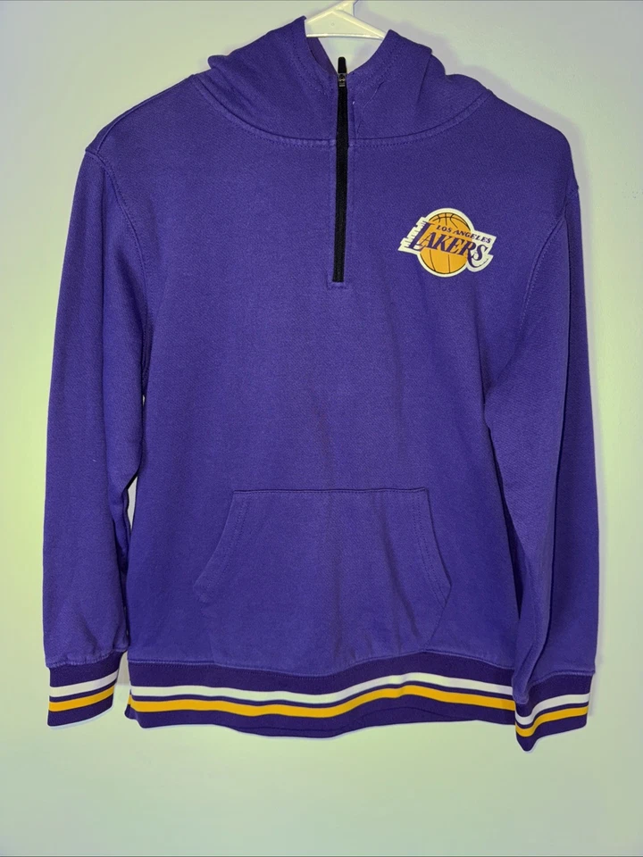 Niños Oficial NBA Púrpura LA Lakers 1/4 Cremallera Jersey Sudadera con Capucha Talla L 14/16 Foto 2 de 4