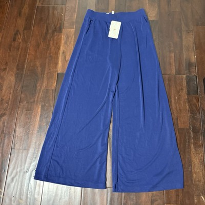NWT Fabletics Kristin Pant Women s Size Large Wide Leg Pockets Dark Blue