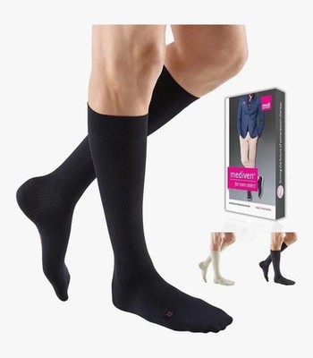 Mediven Men Classic 15-20 mmHg Calf High Compression Stockings Black Sz III