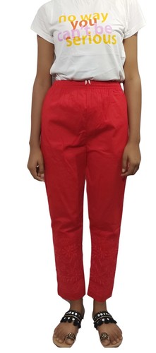 Pants Women Chikan Cotton Lycra Trousers Embroidery Salwar Indian Summer Pajama - Picture 24 of 55
