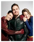 ARROW-THE FLASH-SUPERGIRL (S. AMELL, G. GUSTIN & M. BENOIST)--Glossy 8x10 Photo