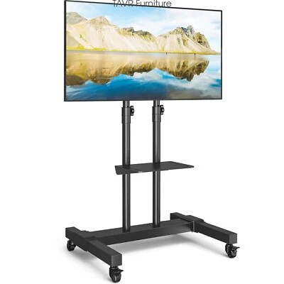 TAVR FURNITURE TAVR Tall Rolling TV Stand TV Cart with Wheels for 32 to 85 Inch Flat Panel TVs