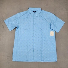 George Microfiber Woven Button Up Shirt Mens Size Large 42-44 Blue Casual Office