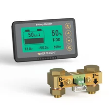 Power Queen 500A Battery Capacity Monitor LCD Display 500A Shunt RV Solar System