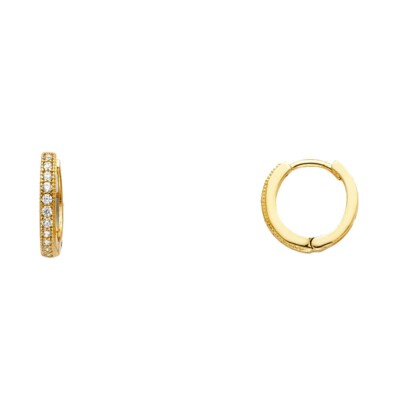 Ohrringe Gold 14 Karat Gelbgold RD Zirkonia Pave Huggies