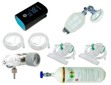  Sauerstoffflasche 2l Druckminderer L medizinischer Beatmungsbeutel Pulsoximeter