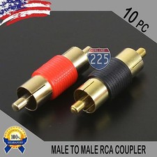 10 Pcs Bag Male To Male RCA Couplers RED/BLACK w/Gold Plated Connectors PACK US
