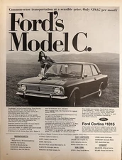 1967 Ford Cortina Car Print Ad (Approx. 10.5x13.5) - Retro Transportation