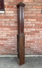 LARGE 78” ANTIQUE FLUTED OAK WOOD STAIRS NEWEL POST