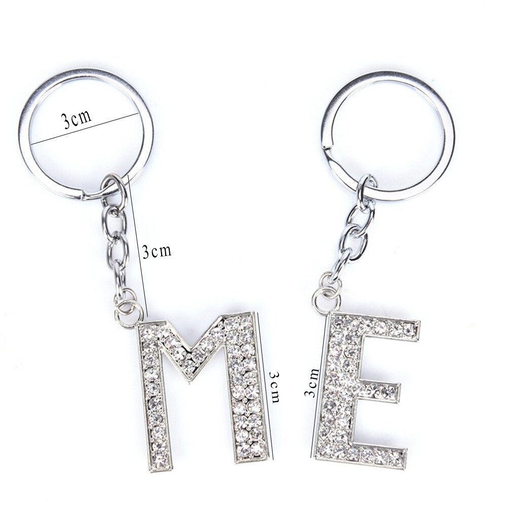 A-Z Alphabet LARGE LETTER KEYRING Initial Bling Name Key Ring Crystal Chain US
