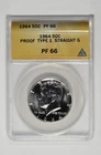 1964 Type 1 Straight G Silver Proof 50C Kennedy Half Dollar ANACS PF 66