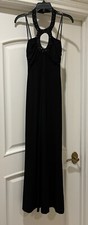 Laundry by Shelli Segal Black Jersey Beaded Evening Dress Gown Keyhole Cutout 2