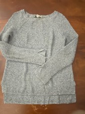 LOFT Sweater XS Gray ROUND Neck Long Sleeve Pullover 100 Cotton Blend Women's