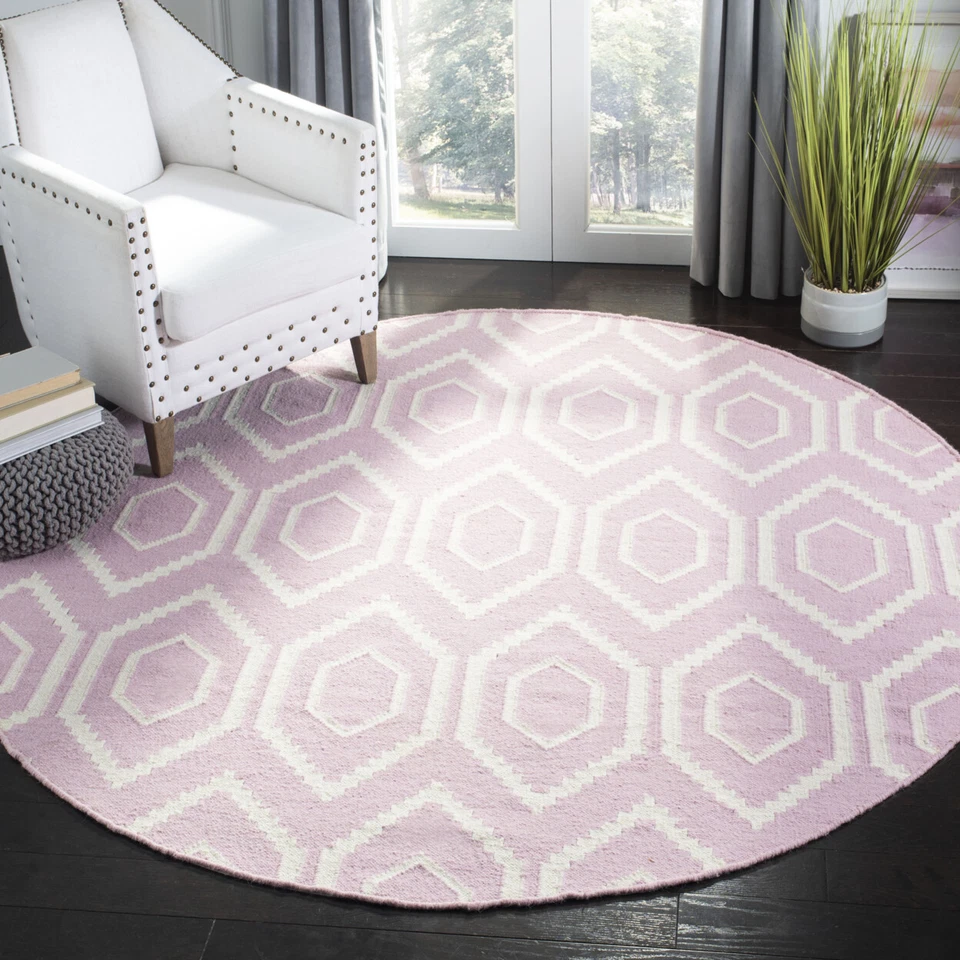 SAFAVIEH Dhurries DHU556C Handwoven Pink / Ivory Rug - Image 2 of 4