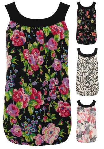 Chiffon Sleeveless Top Ladies Floral 