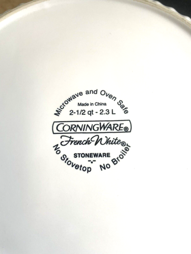 Corning Ware French White Round Casserole Dish Pyrex & Plastic Lid 2.5 Qt 2.3 L - Picture 6 of 12