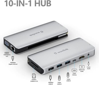 USB C Mini Dockingstation, 10-in-1 USB C Adapter mit 87W PD