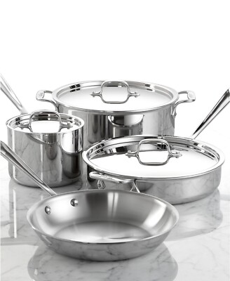 All-Clad D3 3 Ply Stainless Steel Cookware Set 7 Piece for sale