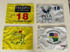 Tiger Woods Slam Flags-Masters Open Championship US Open @ Pebble,PGA@ Valhalla