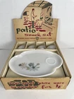 VINTAGE 1950s FEDERAL GLASS Patio Snack Set ATOMIC FLOWER 4 plates 4 cups *READ*