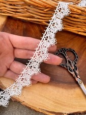 Venice Lace Trim, White Crochet Ribbon with Scalloped Edge 1 inches width