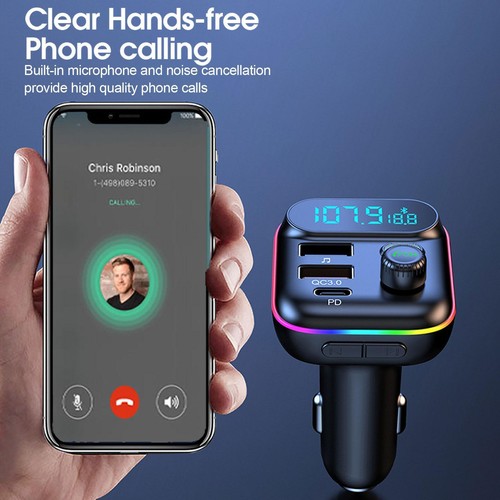 QC 3.0 Dual USB Charger Car Bluetooth 5.0 FM Transmitter MP3 Player D6D1 - Afbeelding 6 van 12