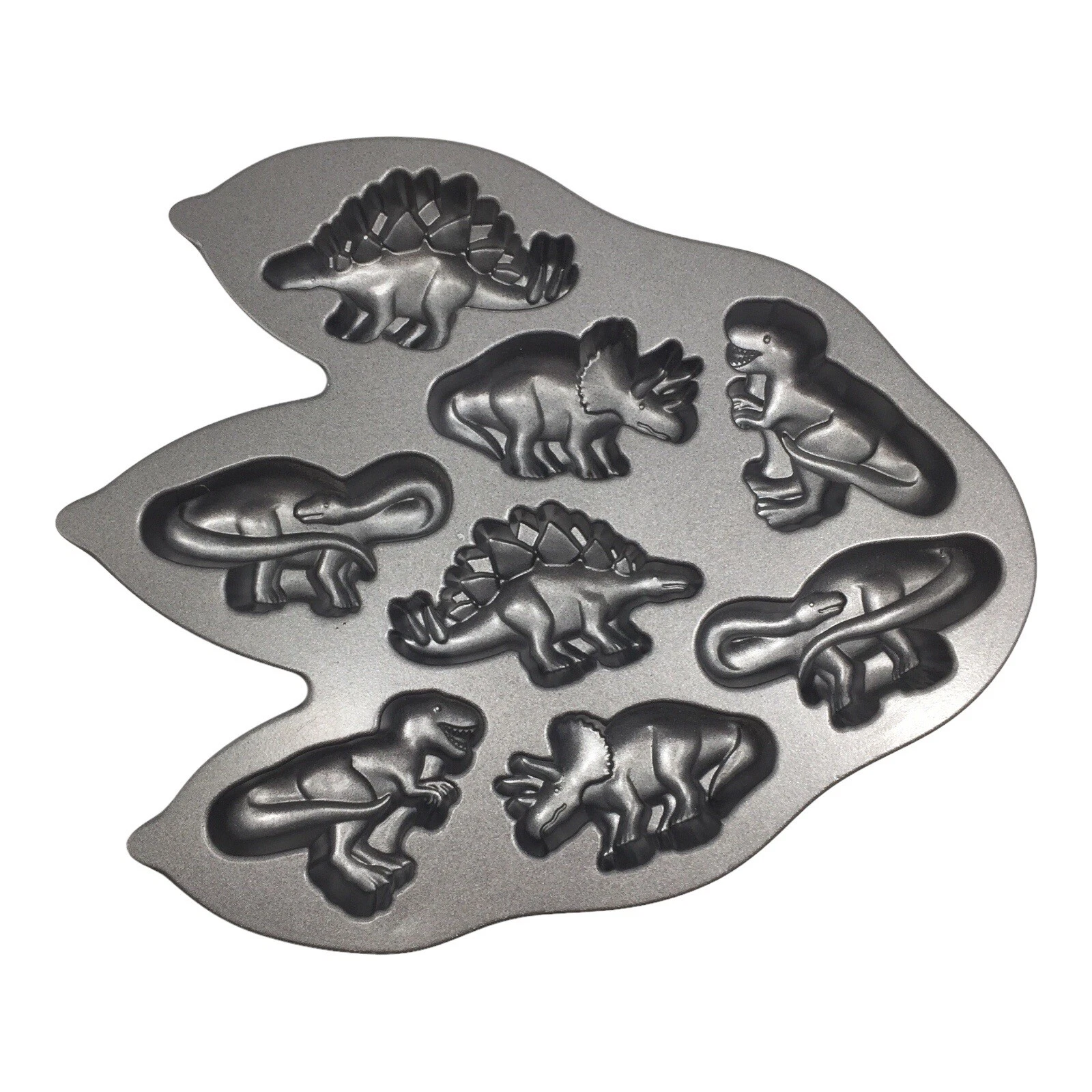Nordic Ware Dinosaur Muffin Baking Pan Tin Cake 8 Cupcake Mold Triceratops T-Rex