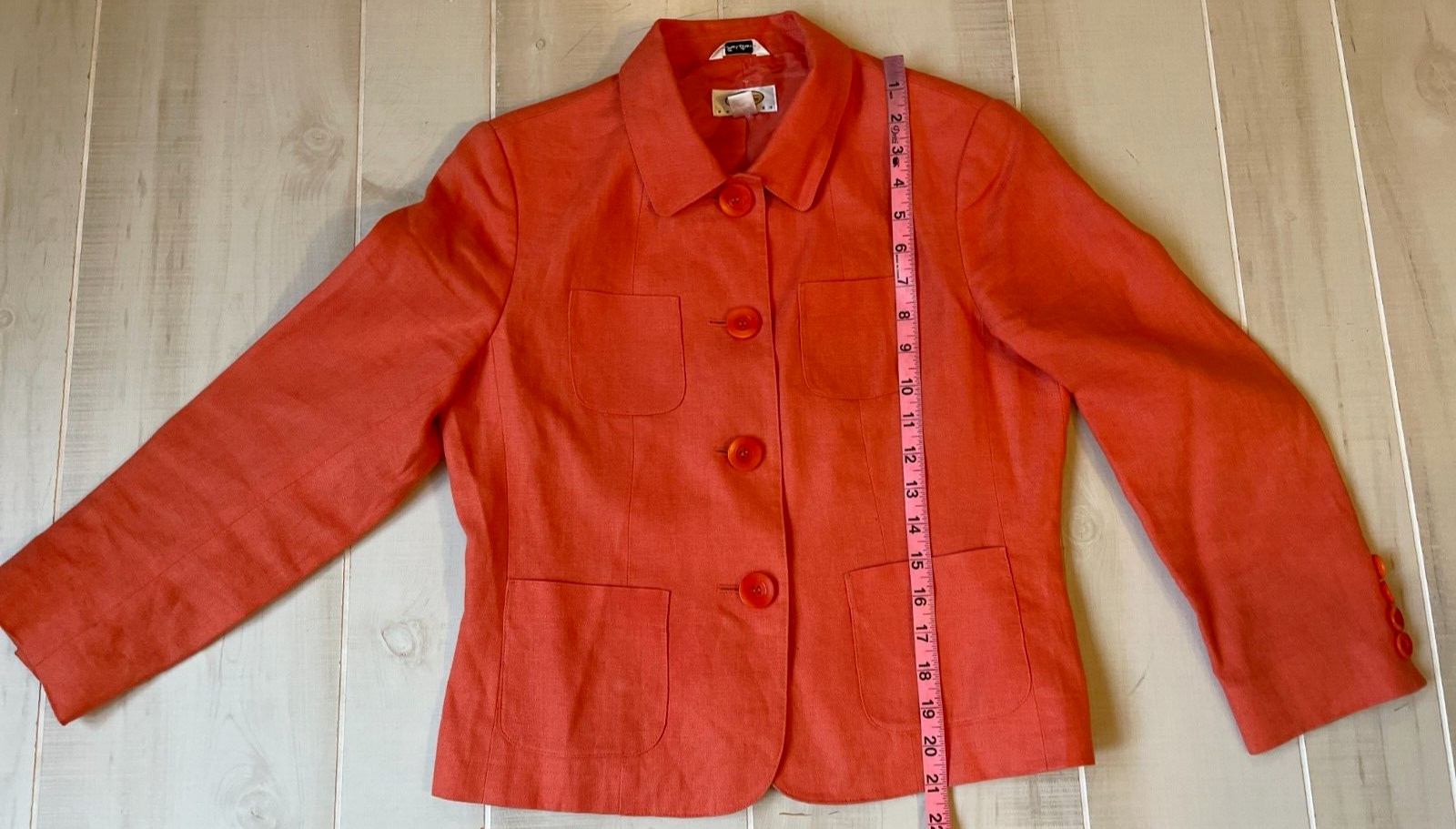 Talbots orange button linen lined   jacket size 6… - image 1
