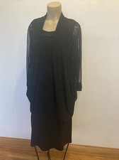 R  M Richards size 14 W black short dress  jacket 2 Pc set