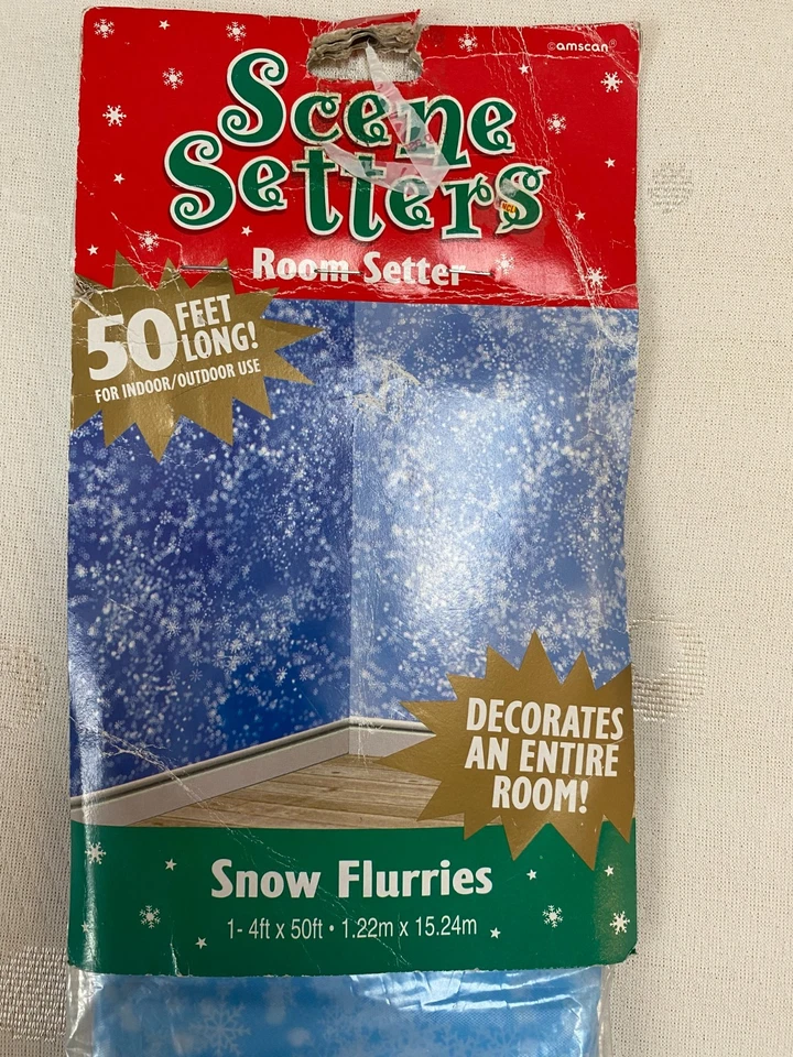 Scene Setters Room Rolls Snow Flurries & Snowy Village50 ft  Indoor Outdoor 2 Pc - Image 2 of 4