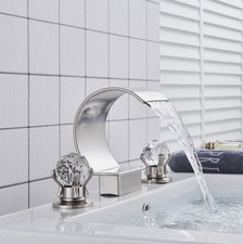 8  Contemporary Waterfall Bathroom Sink-Vanity Faucet Set -3 Hole -New Open Box
