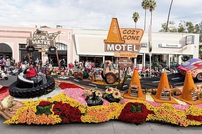 Photo:Pasadena California Disneyland Cars Land Float 2013 Rose Parade