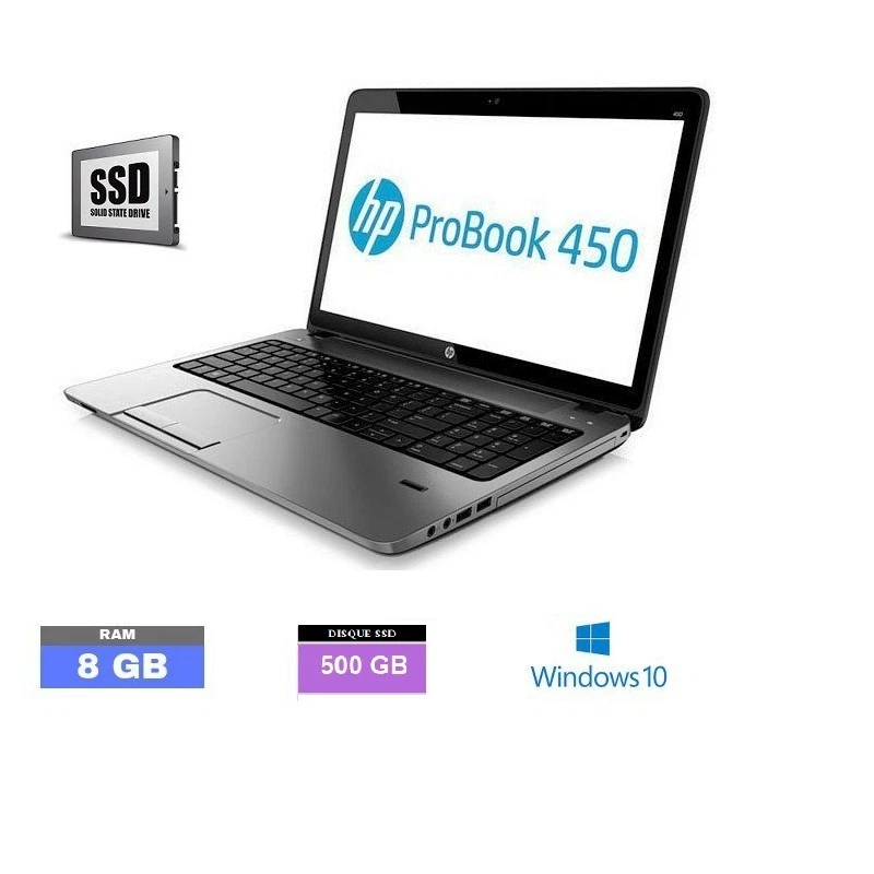 HP ProBook 450G1 Laptop 15.6" i5-2.50Ghz 500GB 8GB WIN 10 Pro 32BIT- REFURBISHED - Image 2 of 4