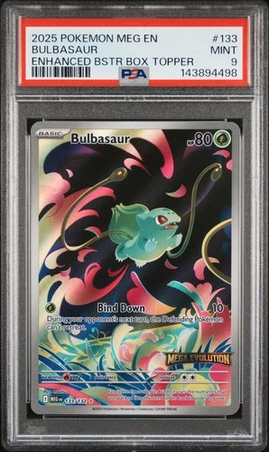 2025 POKEMON MEG EN-MEGA EVOLUTION ENHANCED BOOSTER BOX TOPPER BULBASAUR PSA 9