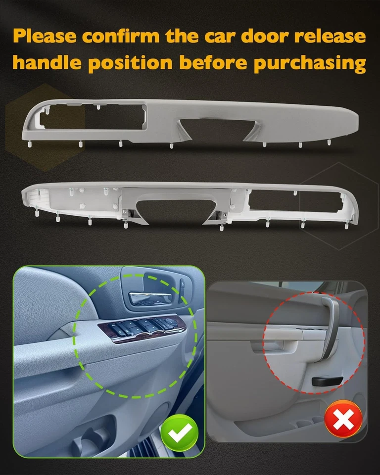 Passenger & Driver Armrest Repair Kit Fits 2010-14 Chevy Tahoe GMC Yukon XL Gray - Image 3 of 4