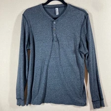 American Apparel Dexter Morgan Kill Henley Shirt Sz L Black/Grey