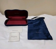 GUCCI BLUE VELVET LARGE CASE EYEGLASSES SUNGLASSES CASE CLOTH COA BAG NEW